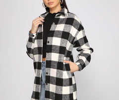 Bet On It Oversized Plaid Shacket - Lady Occasions