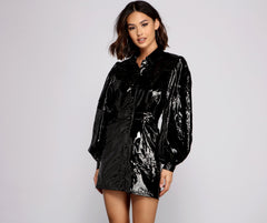 Major Baddie Faux Leather Trench Dress - Lady Occasions