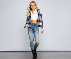 Cozy Vibes Plaid Shacket - Lady Occasions