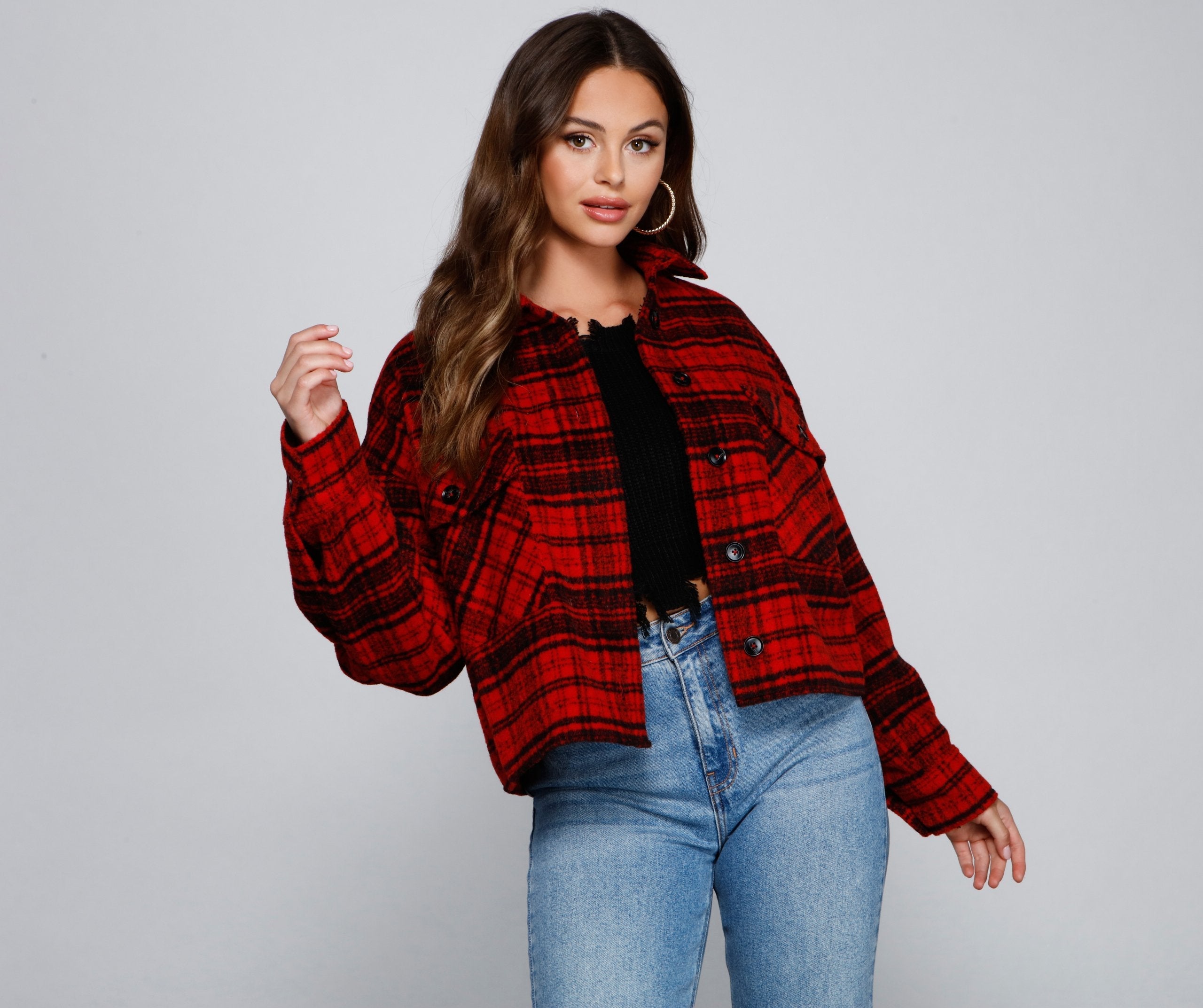 Cozy Vibes Plaid Shacket - Lady Occasions