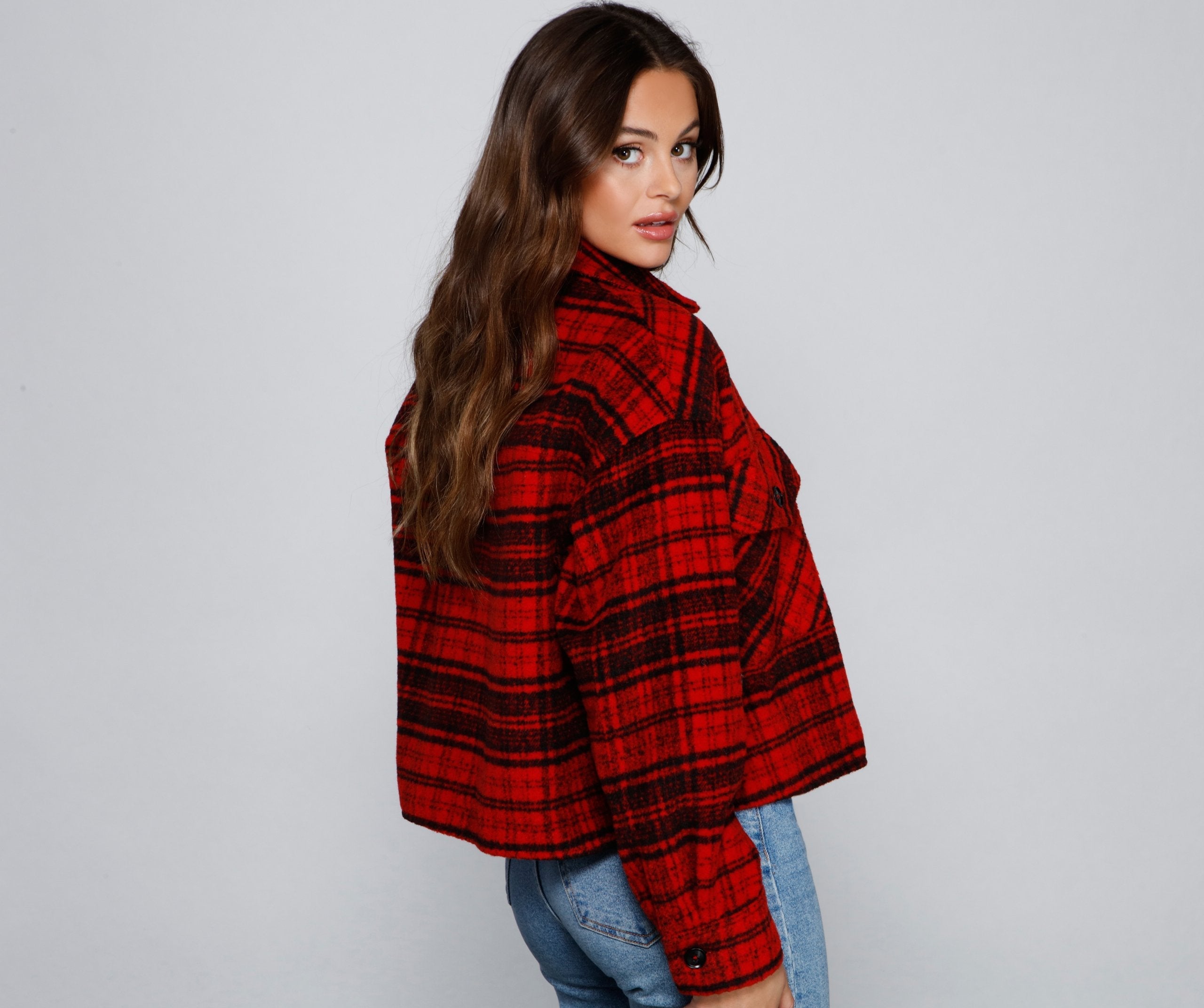 Cozy Vibes Plaid Shacket - Lady Occasions