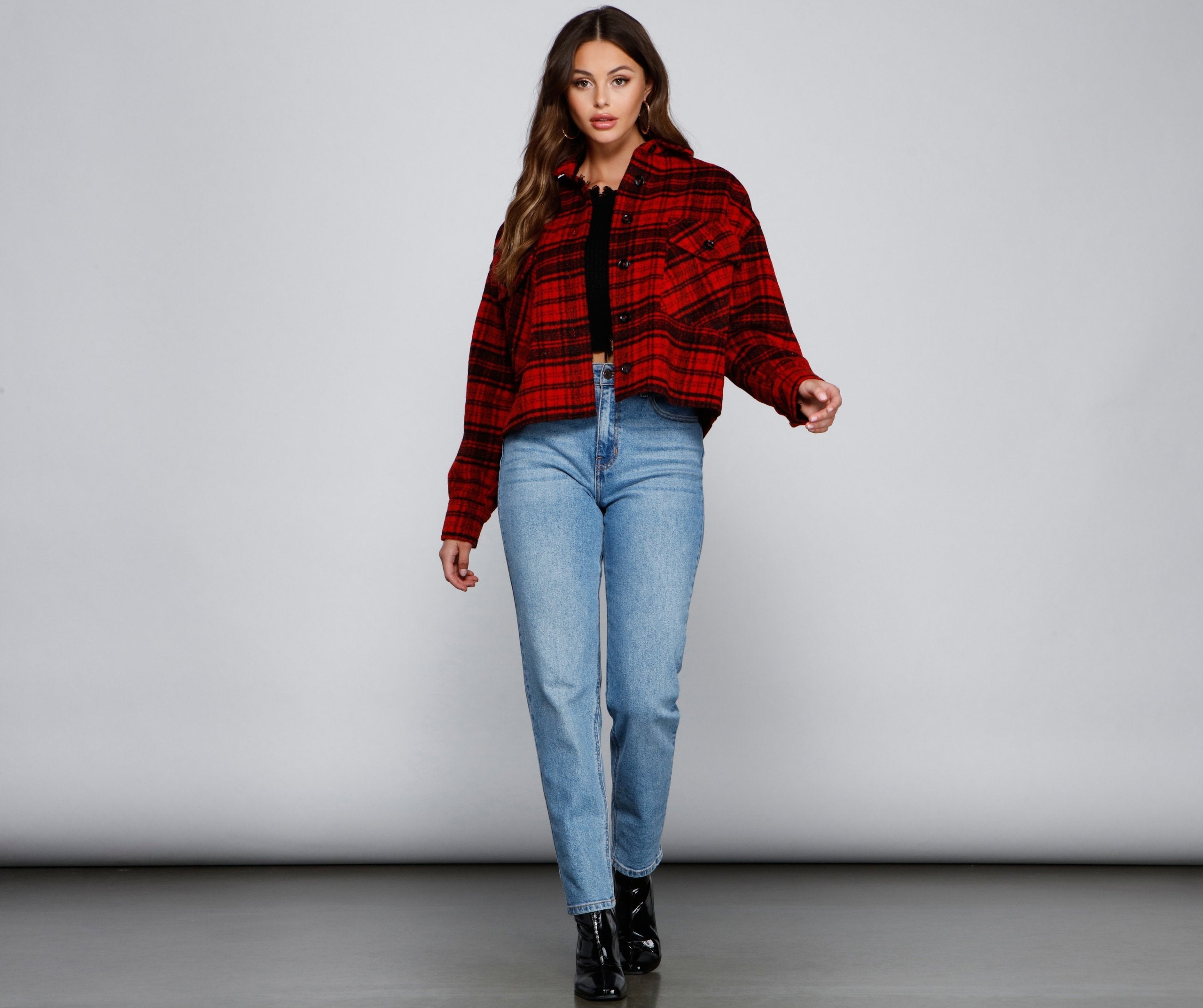 Cozy Vibes Plaid Shacket - Lady Occasions