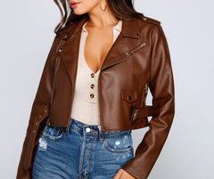 Rev It Up Faux Leather Moto Jacket - Lady Occasions