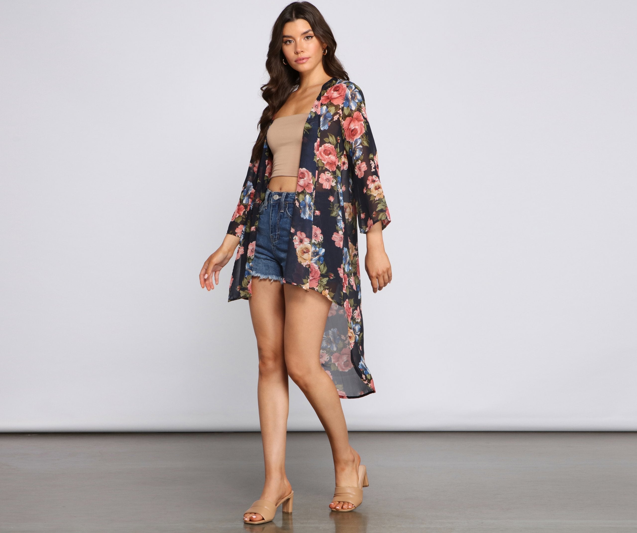 Effortless Style Floral Chiffon Kimono - Lady Occasions