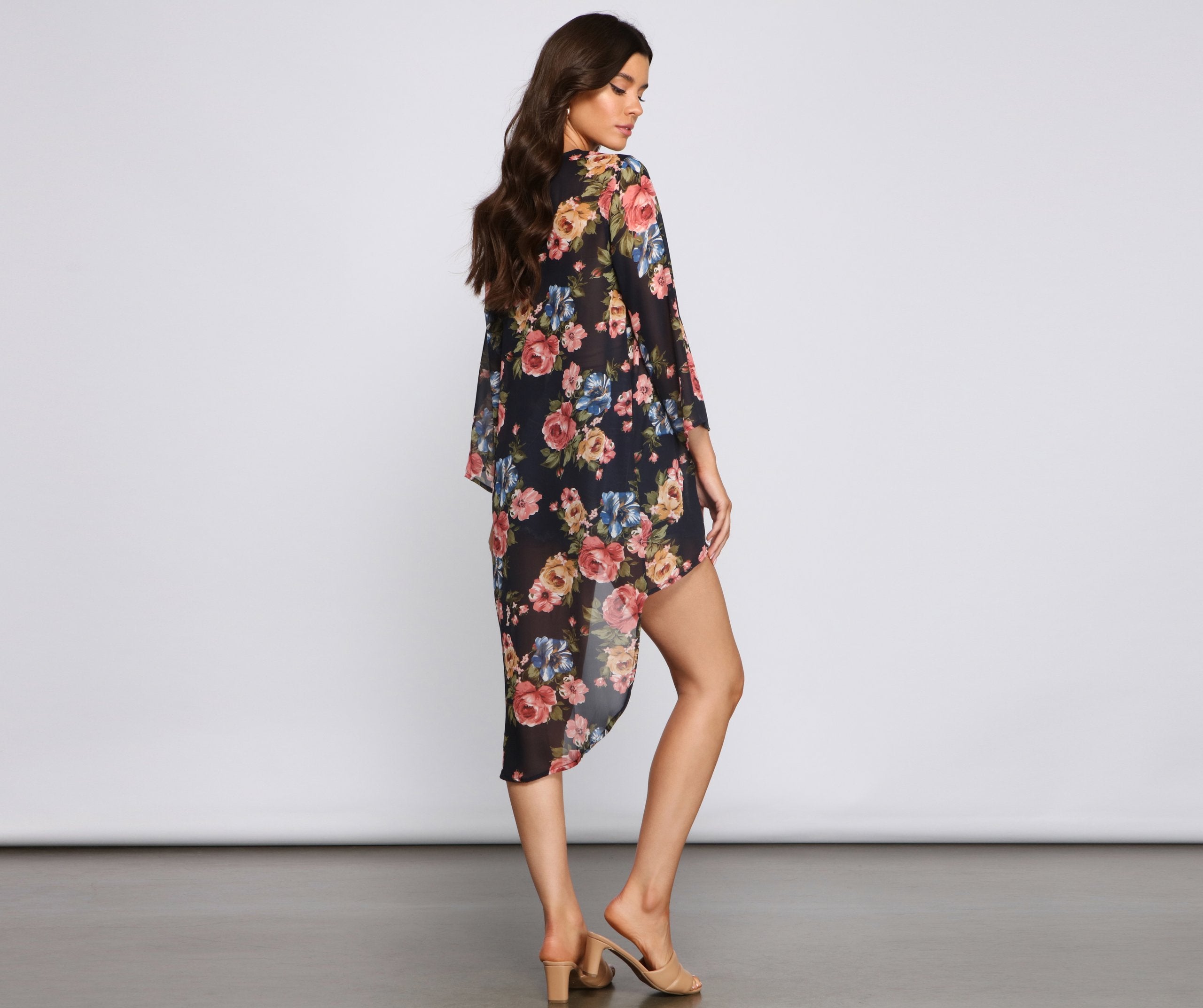 Effortless Style Floral Chiffon Kimono - Lady Occasions