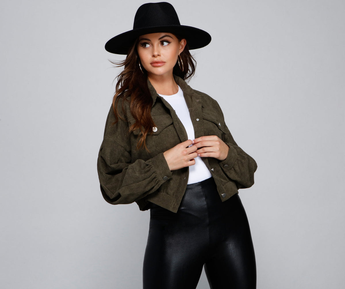 Effortlessly Chic Corduroy Cropped Jacket - Lady Occasions