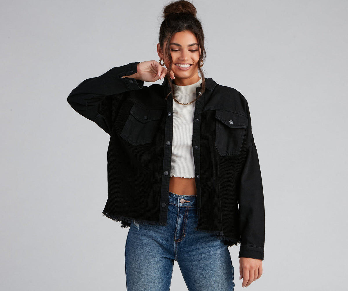 Chill Vibes Denim And Corduroy Jacket - Lady Occasions