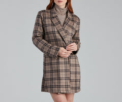 Clueless In Plaid Faux Suede Trench - Lady Occasions