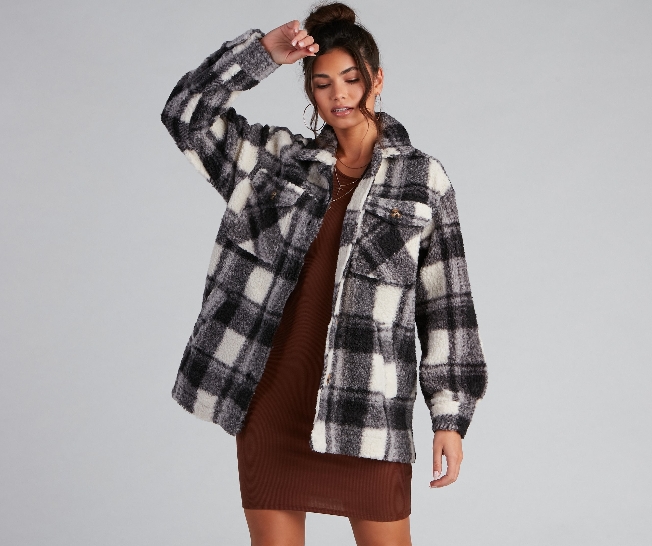 Cozy Layers Plaid Sherpa Shacket - Lady Occasions