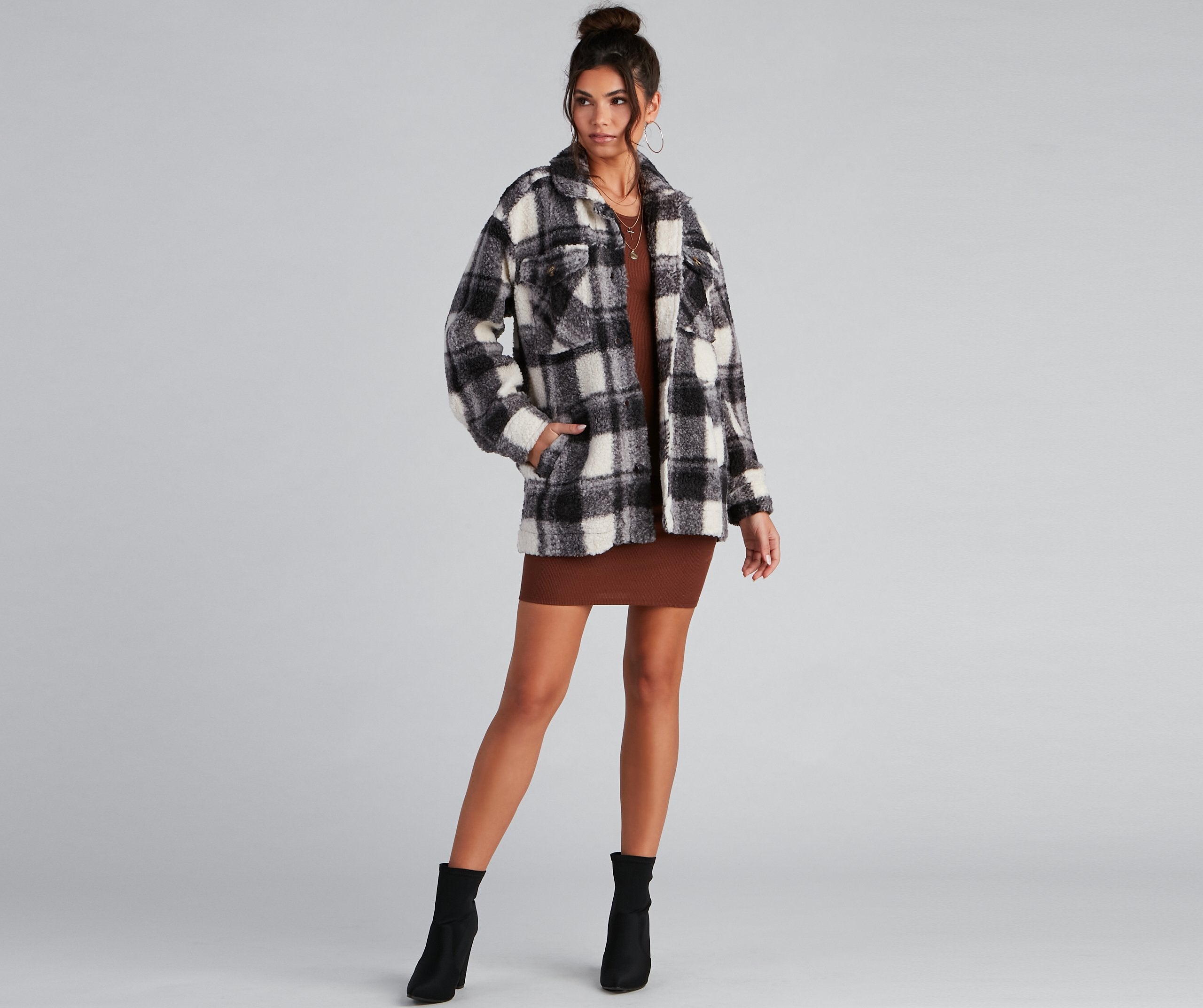 Cozy Layers Plaid Sherpa Shacket - Lady Occasions