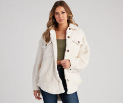 All About Knit Sherpa Shacket - Lady Occasions