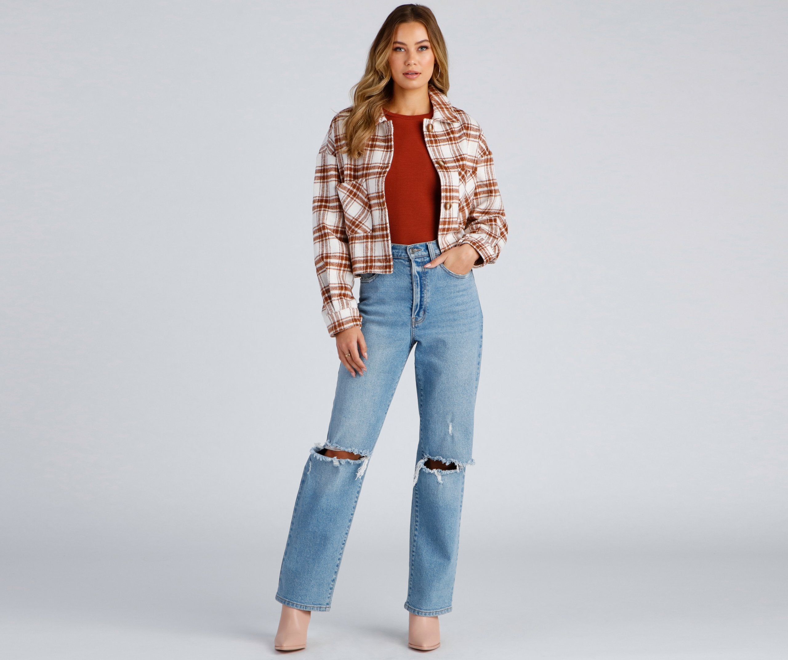 Trendy Layers Flannel Shacket - Lady Occasions