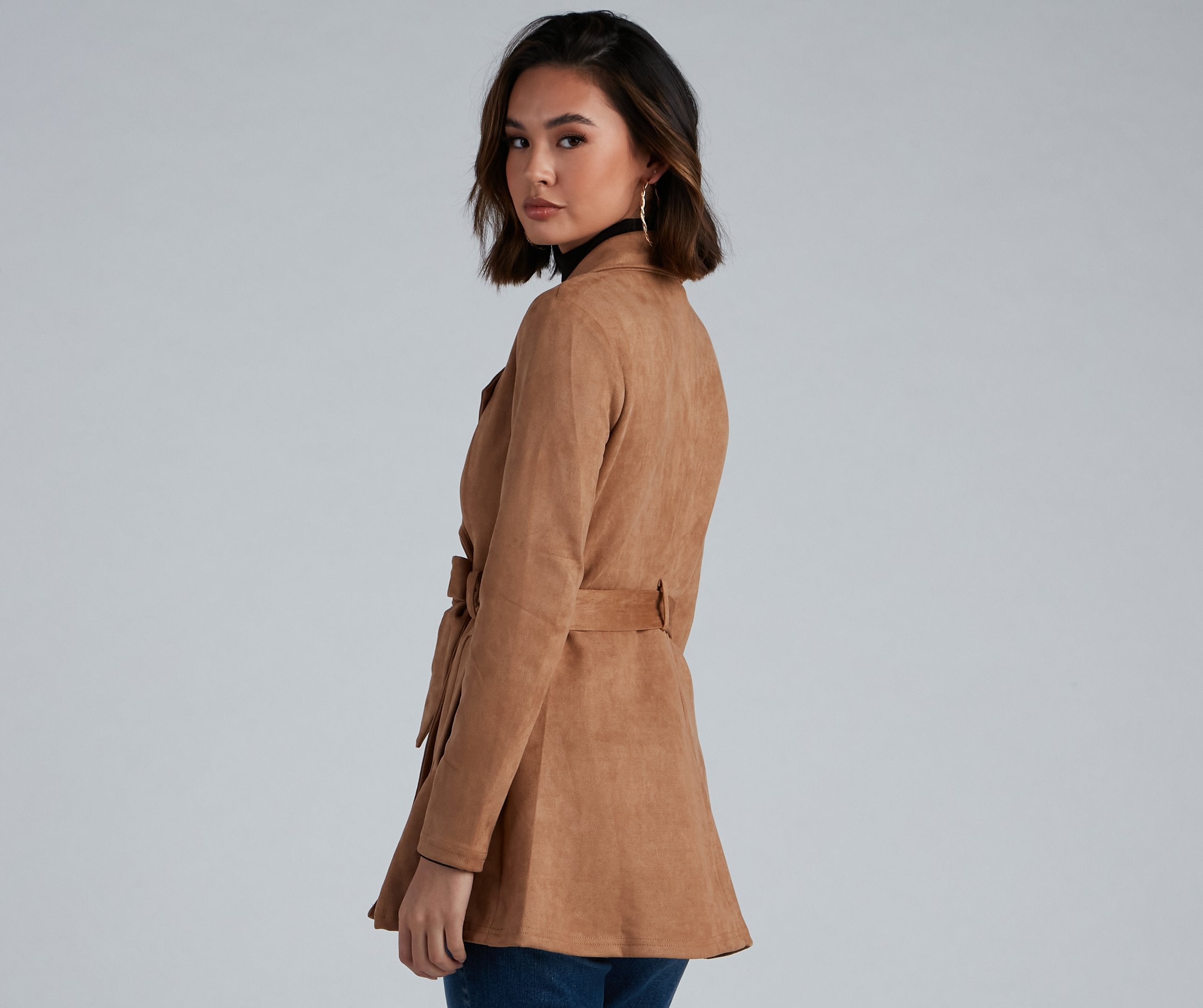 Classic And Elevated Faux Suede Trench - Lady Occasions