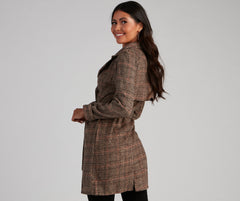 Uptown Plaid Trench Coat - Lady Occasions