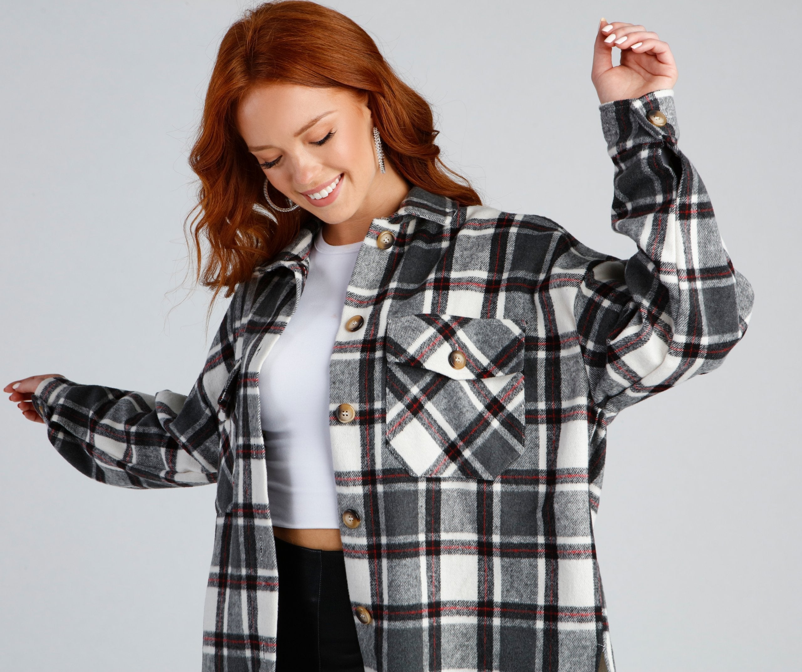Casual Vibes Only Plaid Shacket - Lady Occasions
