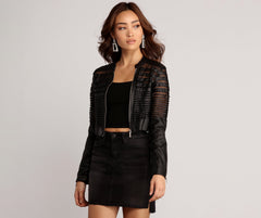 Rough Edge Cropped Jacket - Lady Occasions