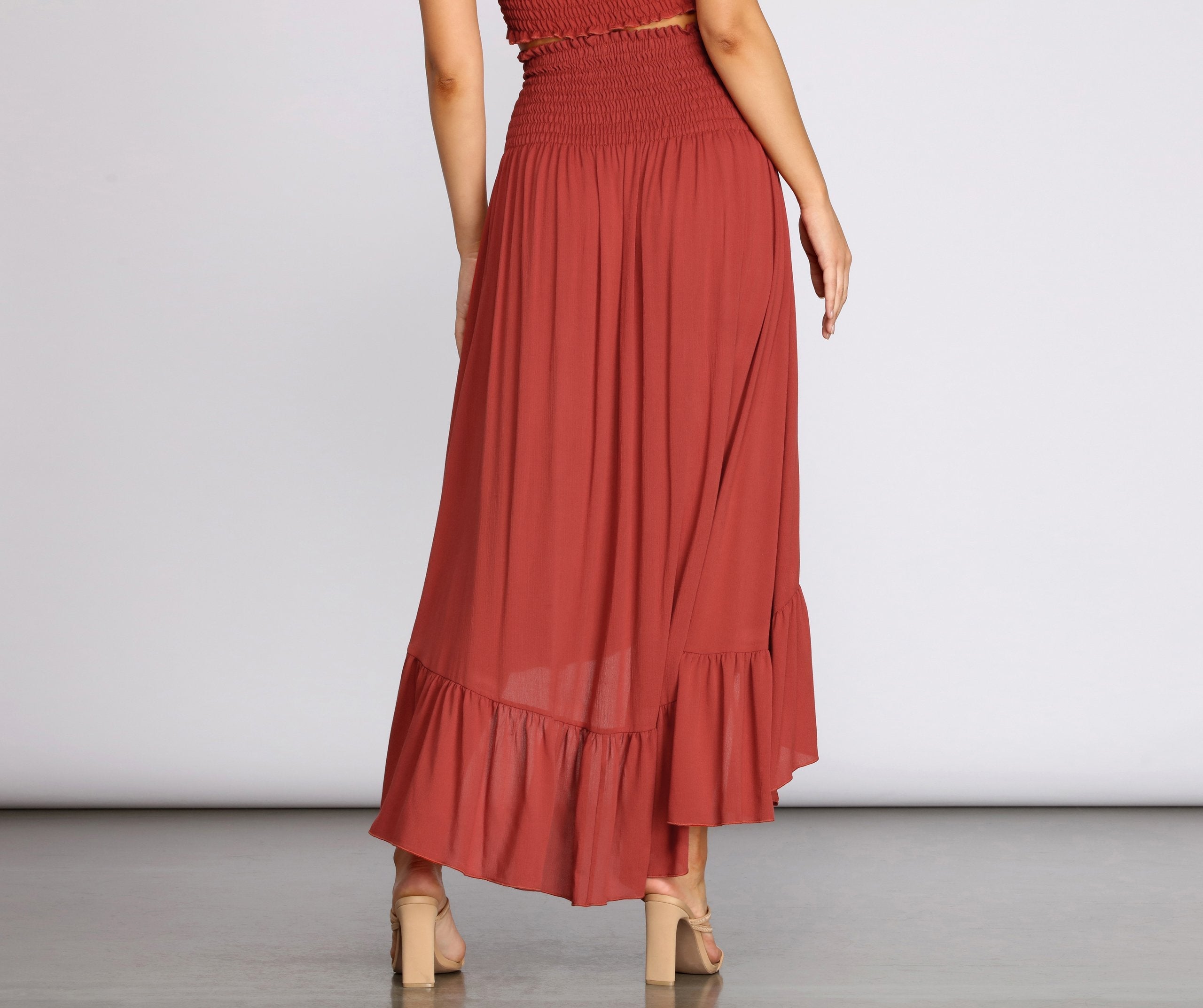 Dreamy Boho Ruffle Hem Maxi Skirt - Lady Occasions