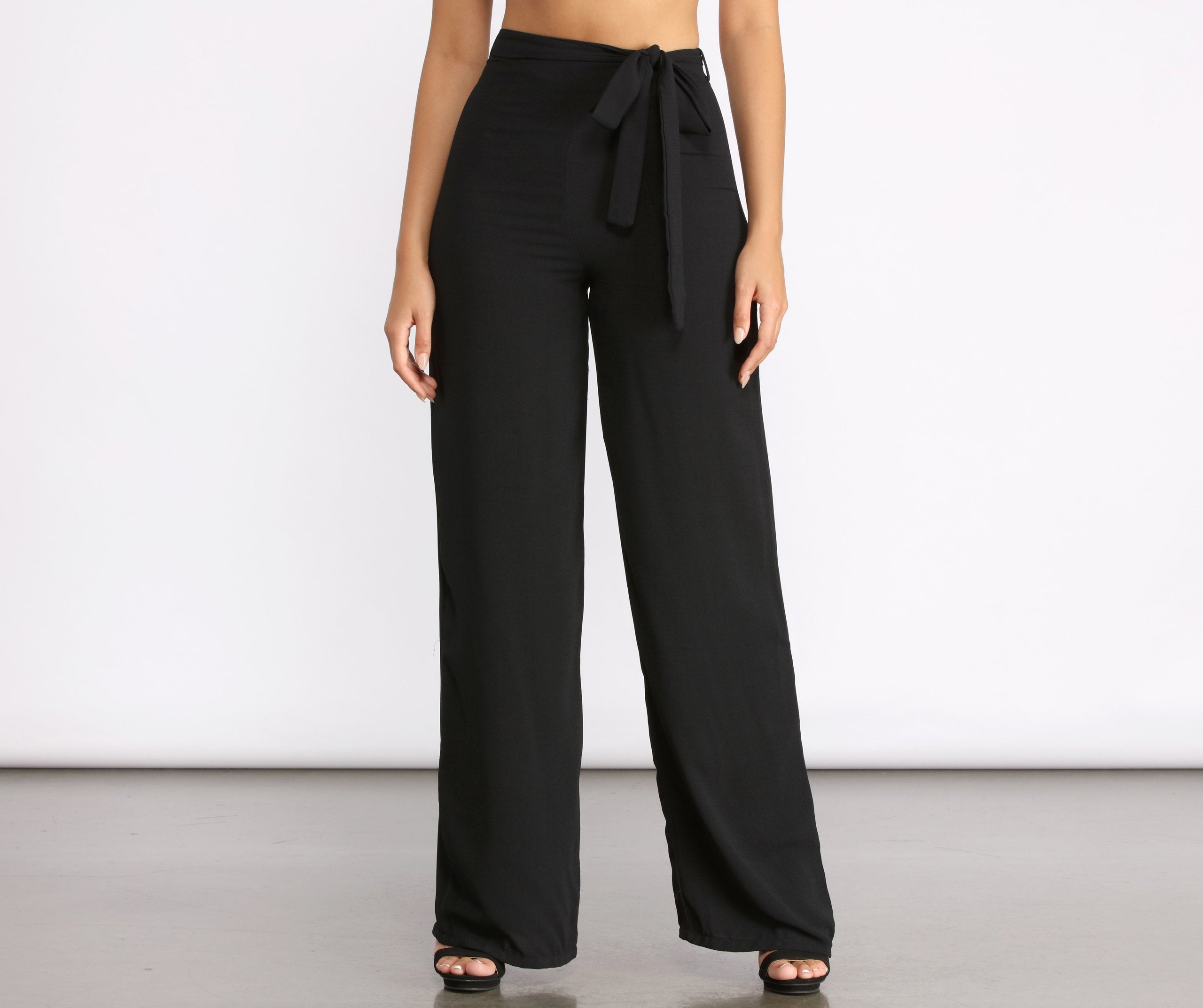 High Waist Tie Waist Linen Pants - Lady Occasions