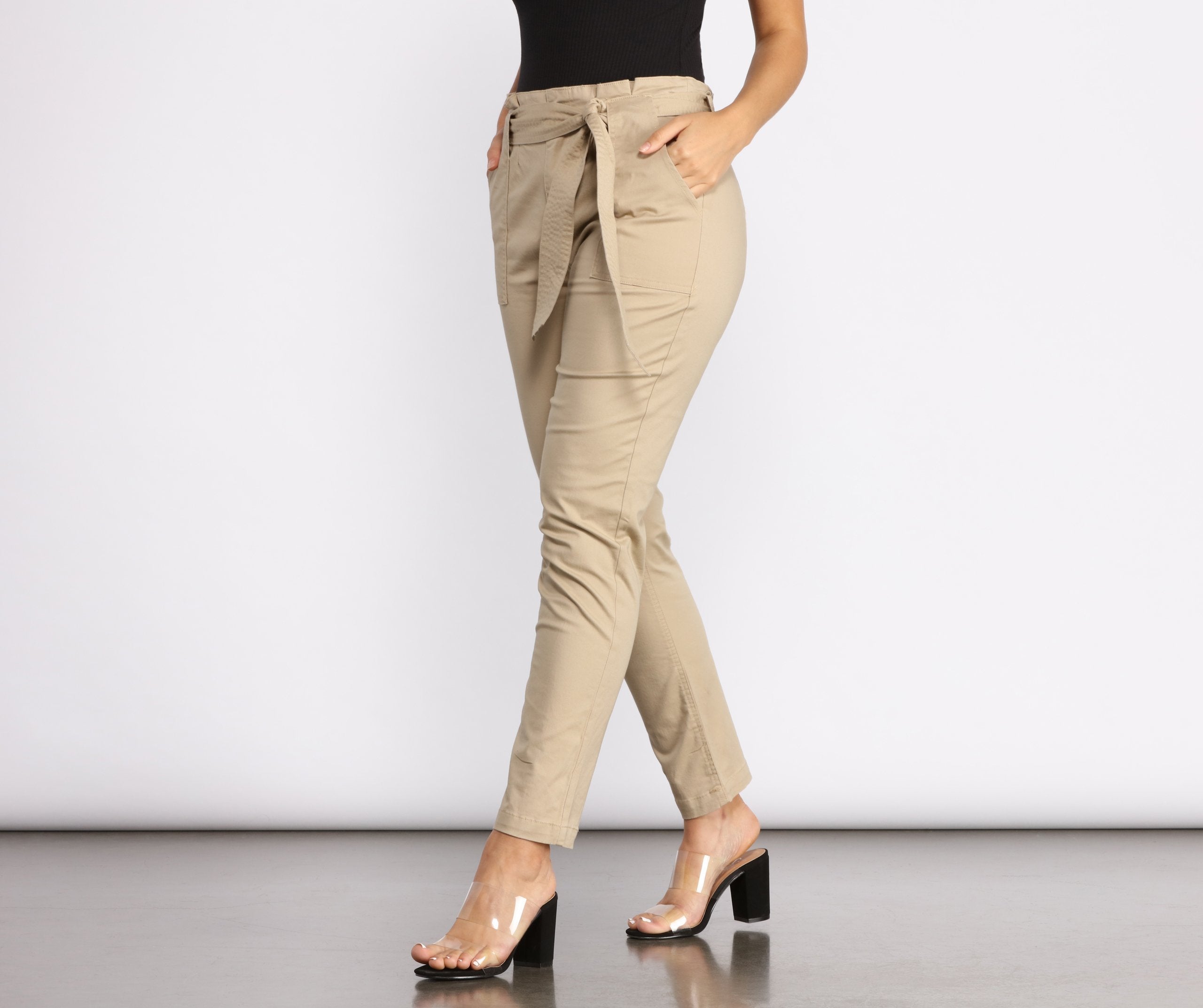 Belted and Chic Paperbag Pants - Lady Occasions