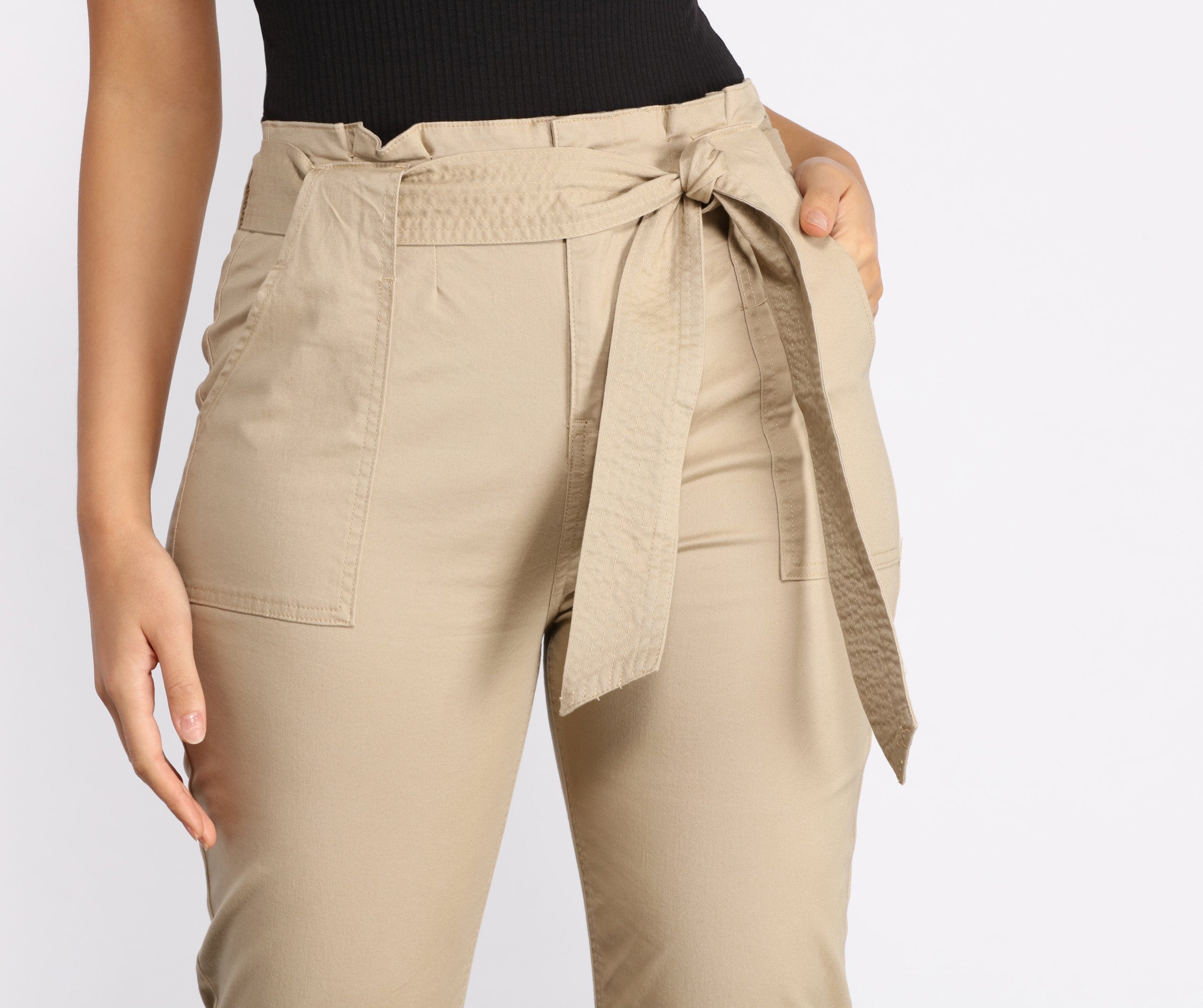 Belted and Chic Paperbag Pants - Lady Occasions