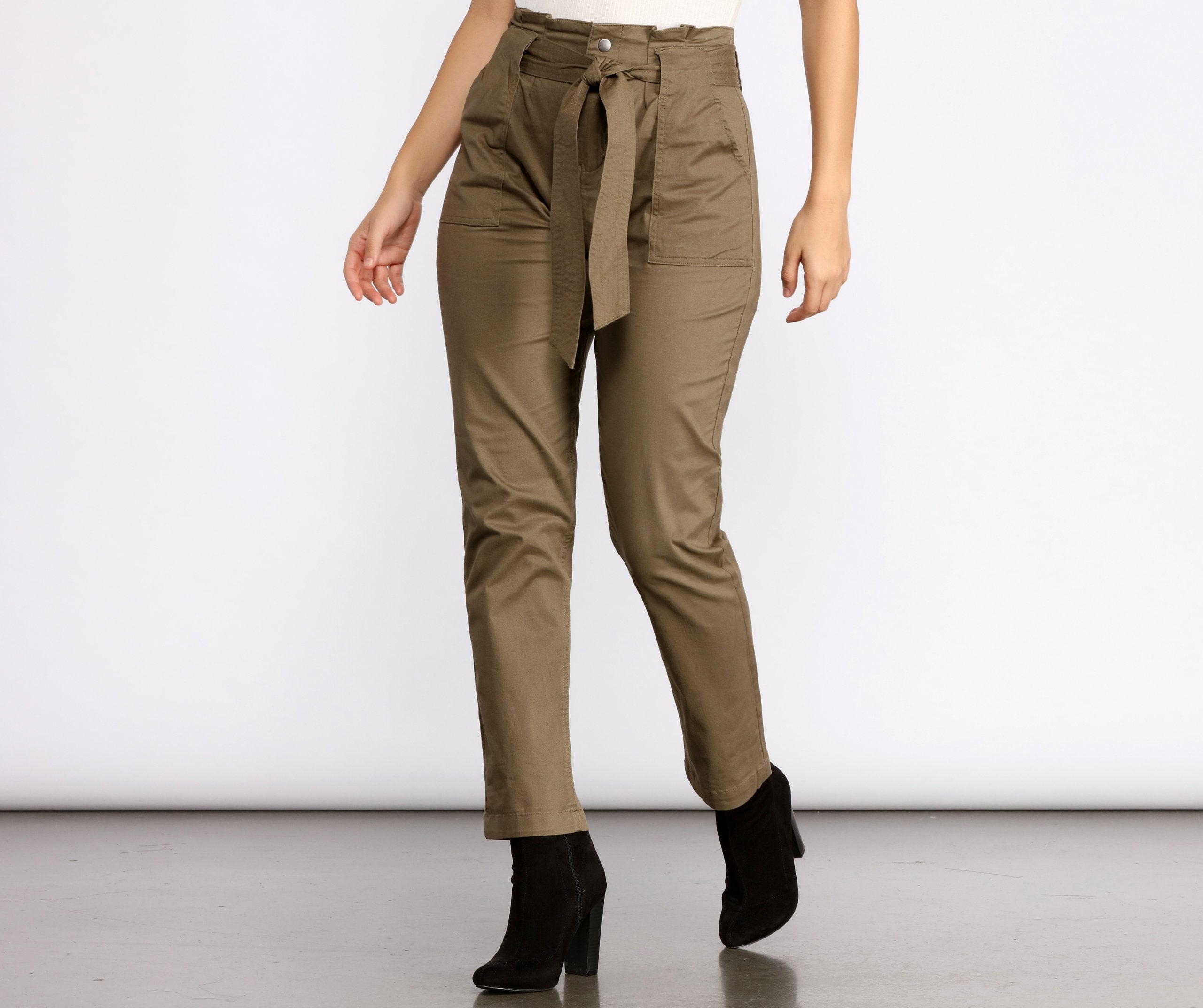 Belted and Chic Paperbag Pants - Lady Occasions