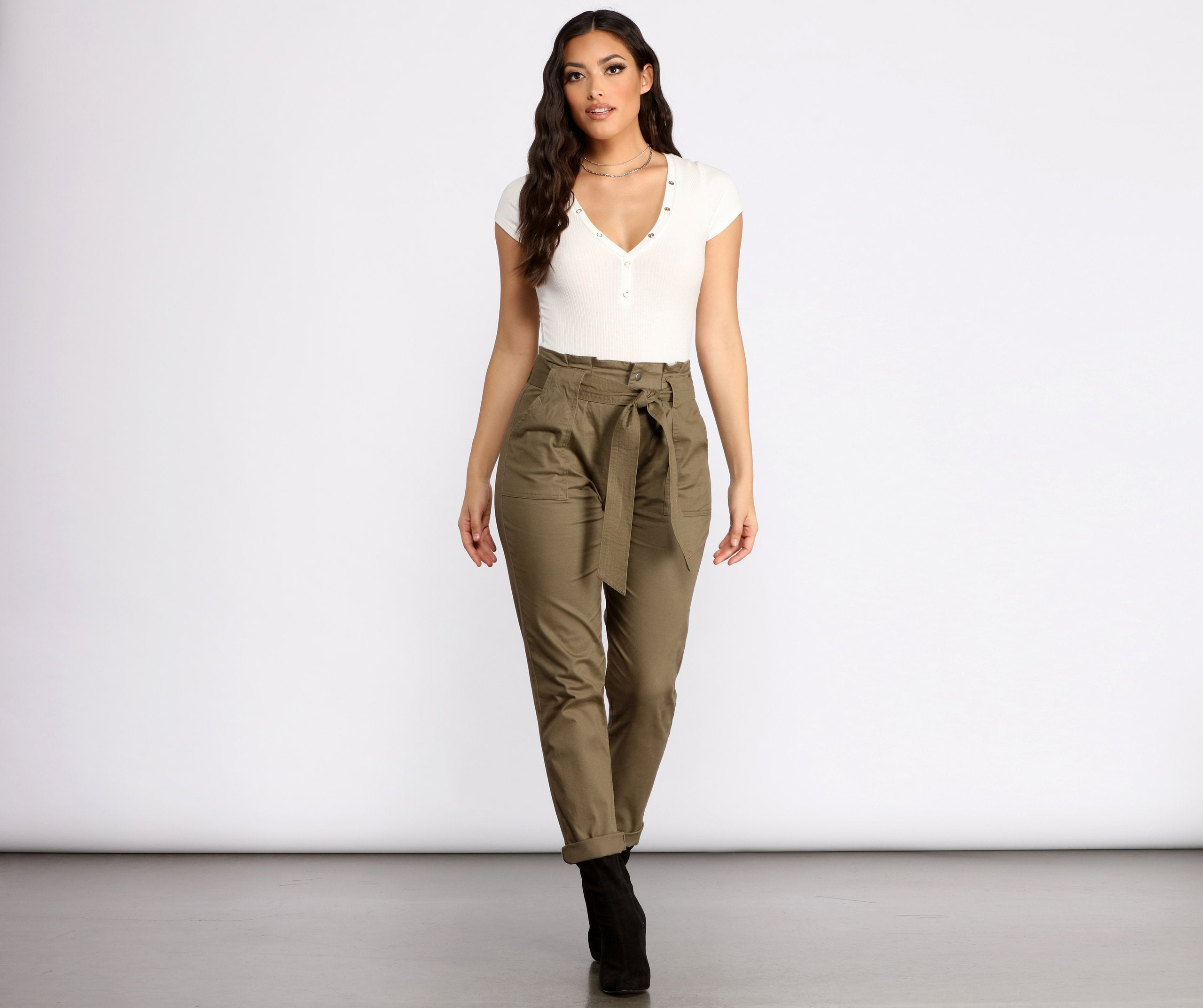 Belted and Chic Paperbag Pants - Lady Occasions