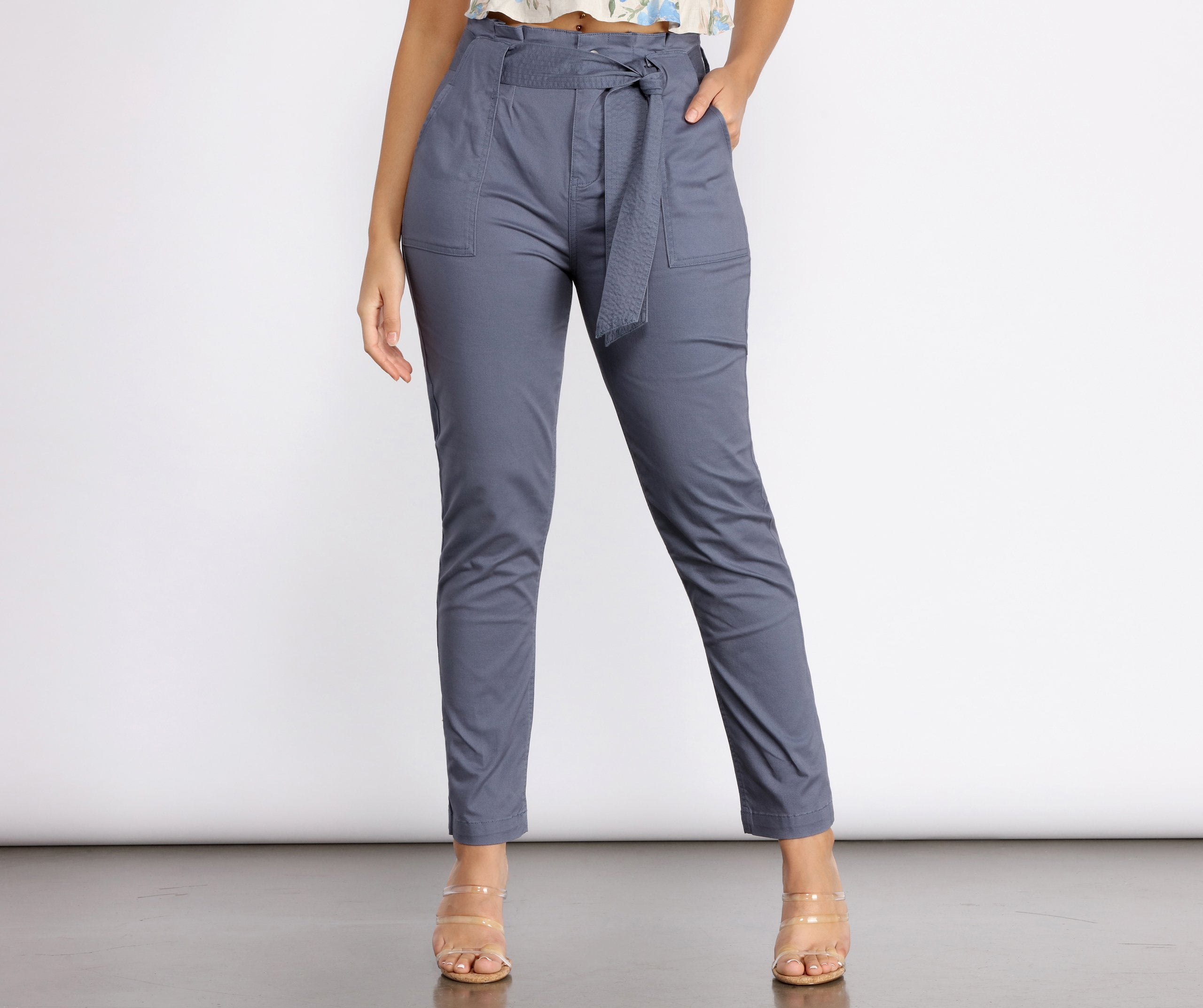 Belted and Chic Paperbag Pants - Lady Occasions