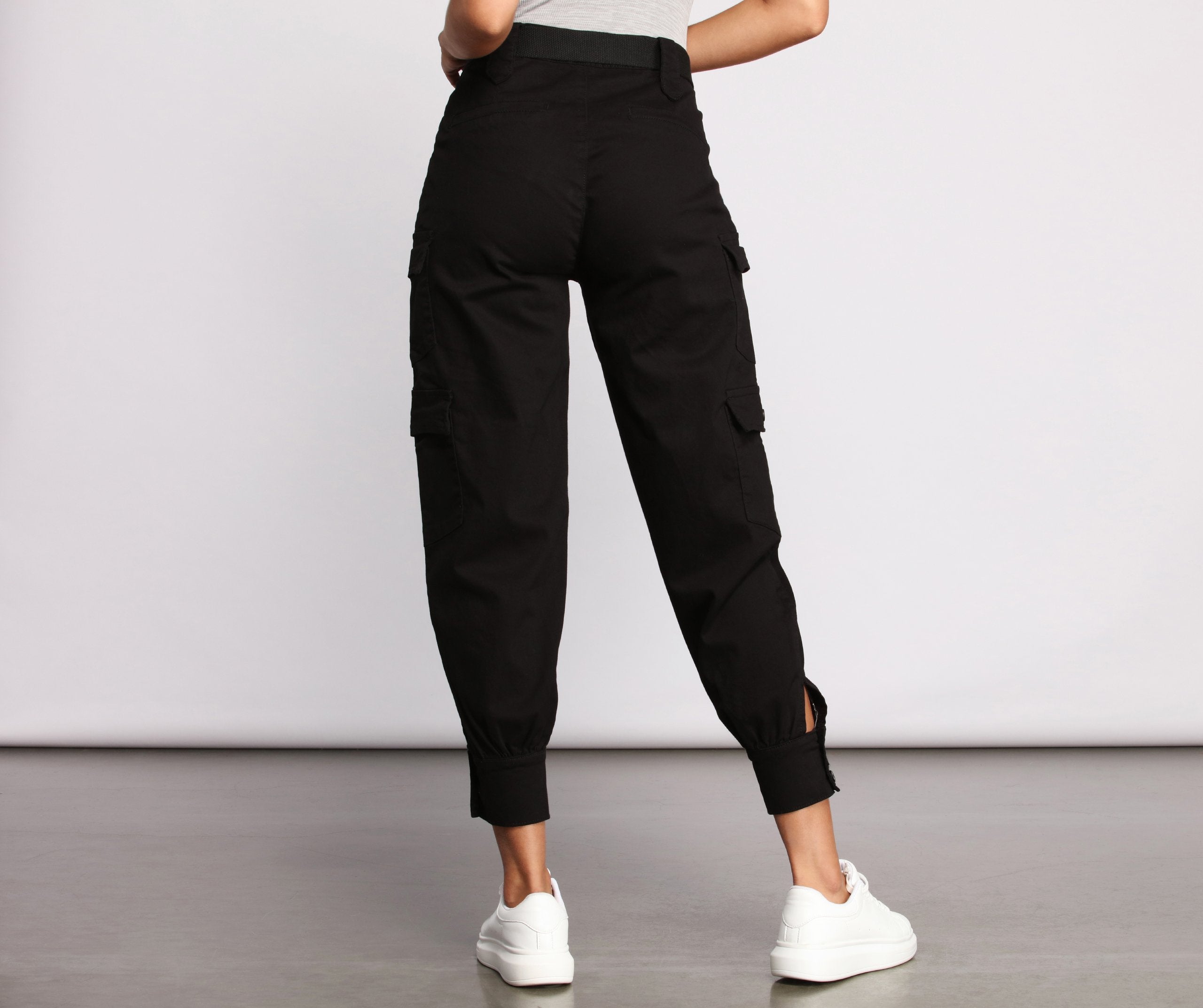 Belted Cargo Joggers - Lady Occasions