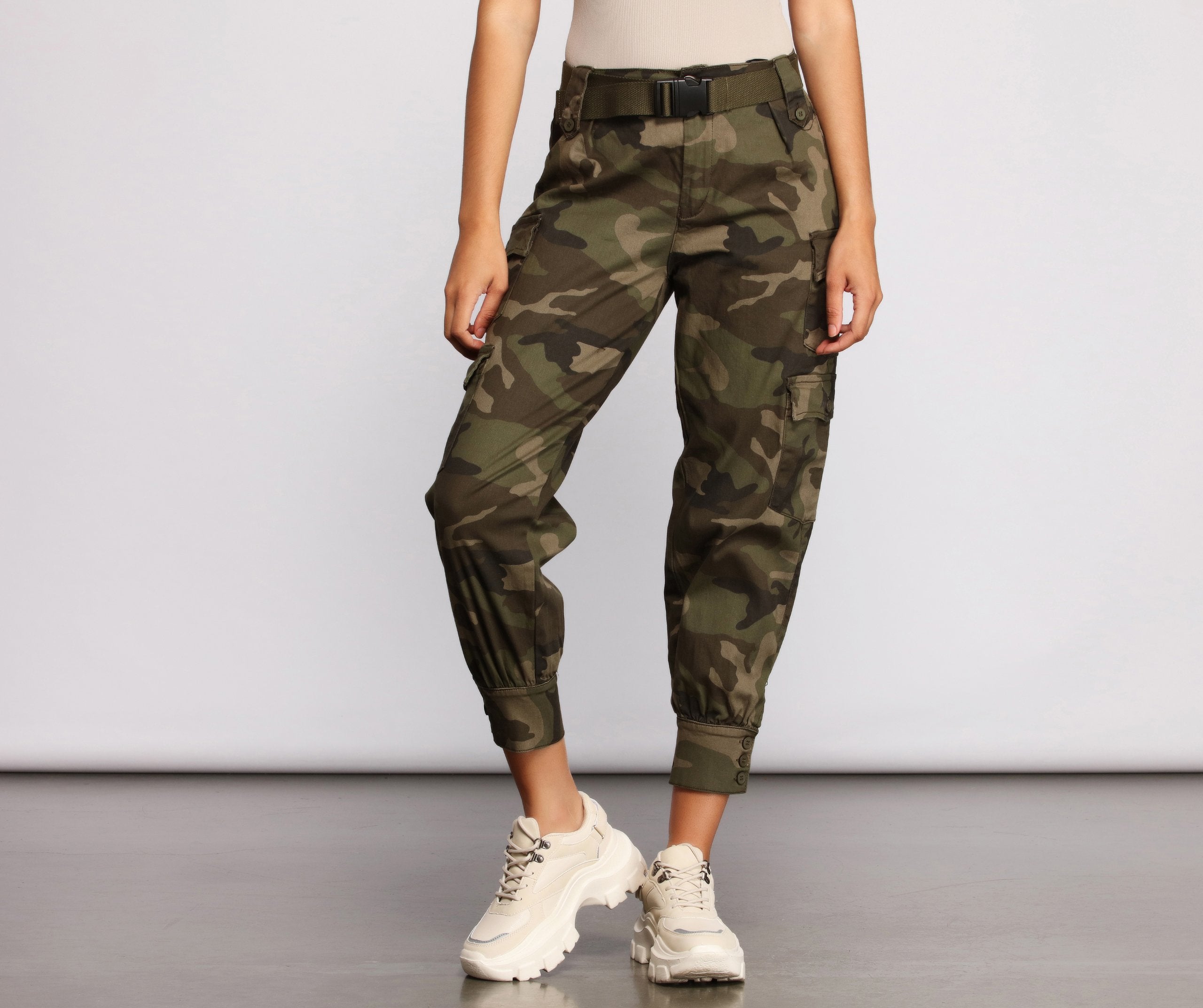 Belted Cargo Joggers - Lady Occasions
