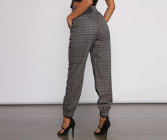 High Waist Plaid Joggers - Lady Occasions