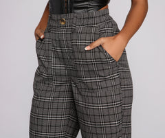 High Waist Plaid Joggers - Lady Occasions