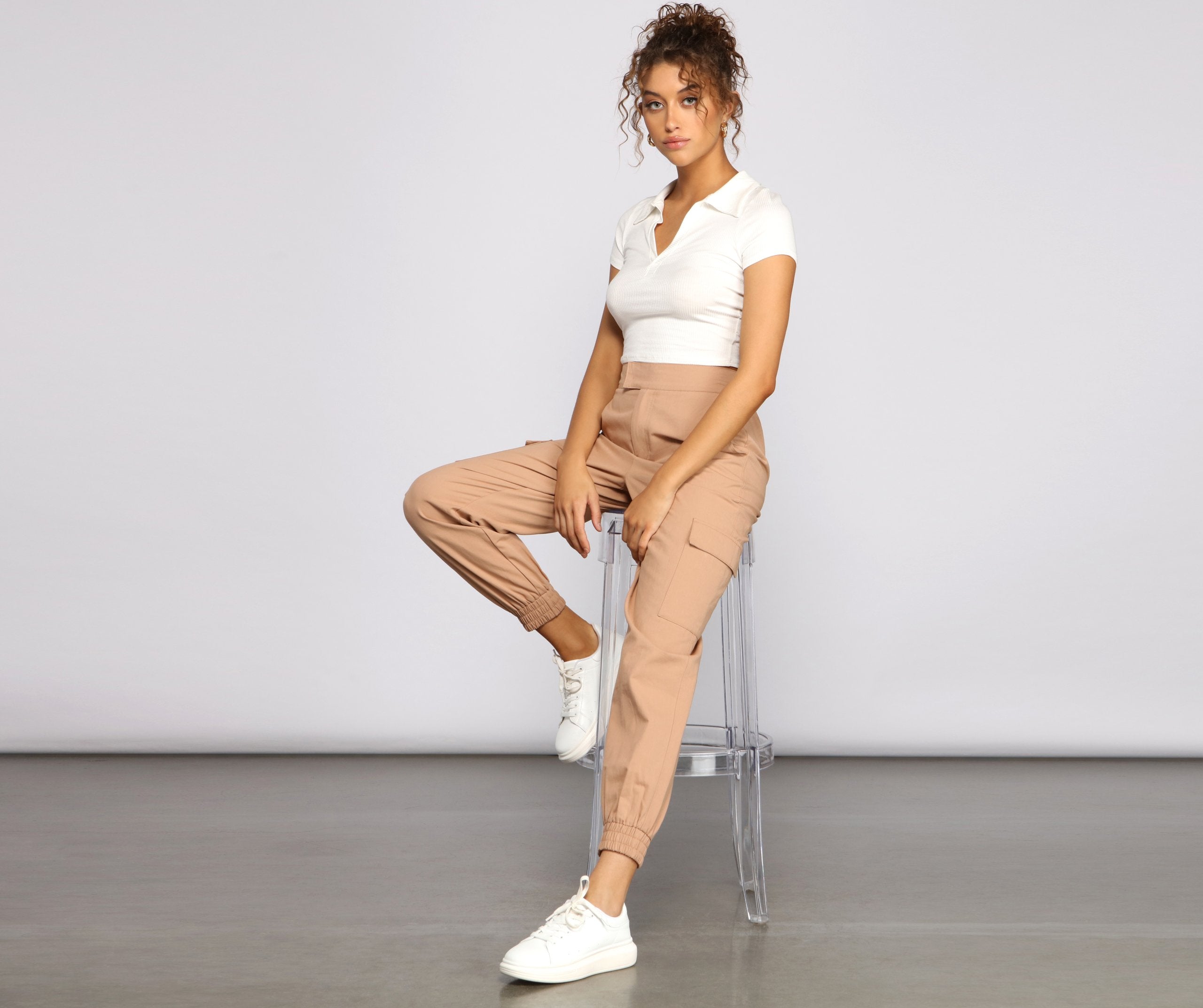 Basic And Chic Twill Cargo Joggers - Lady Occasions