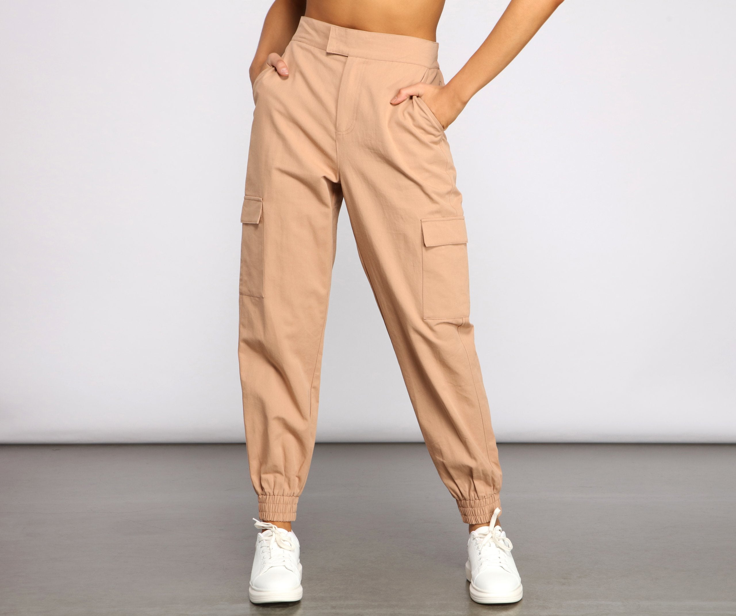 Basic And Chic Twill Cargo Joggers - Lady Occasions