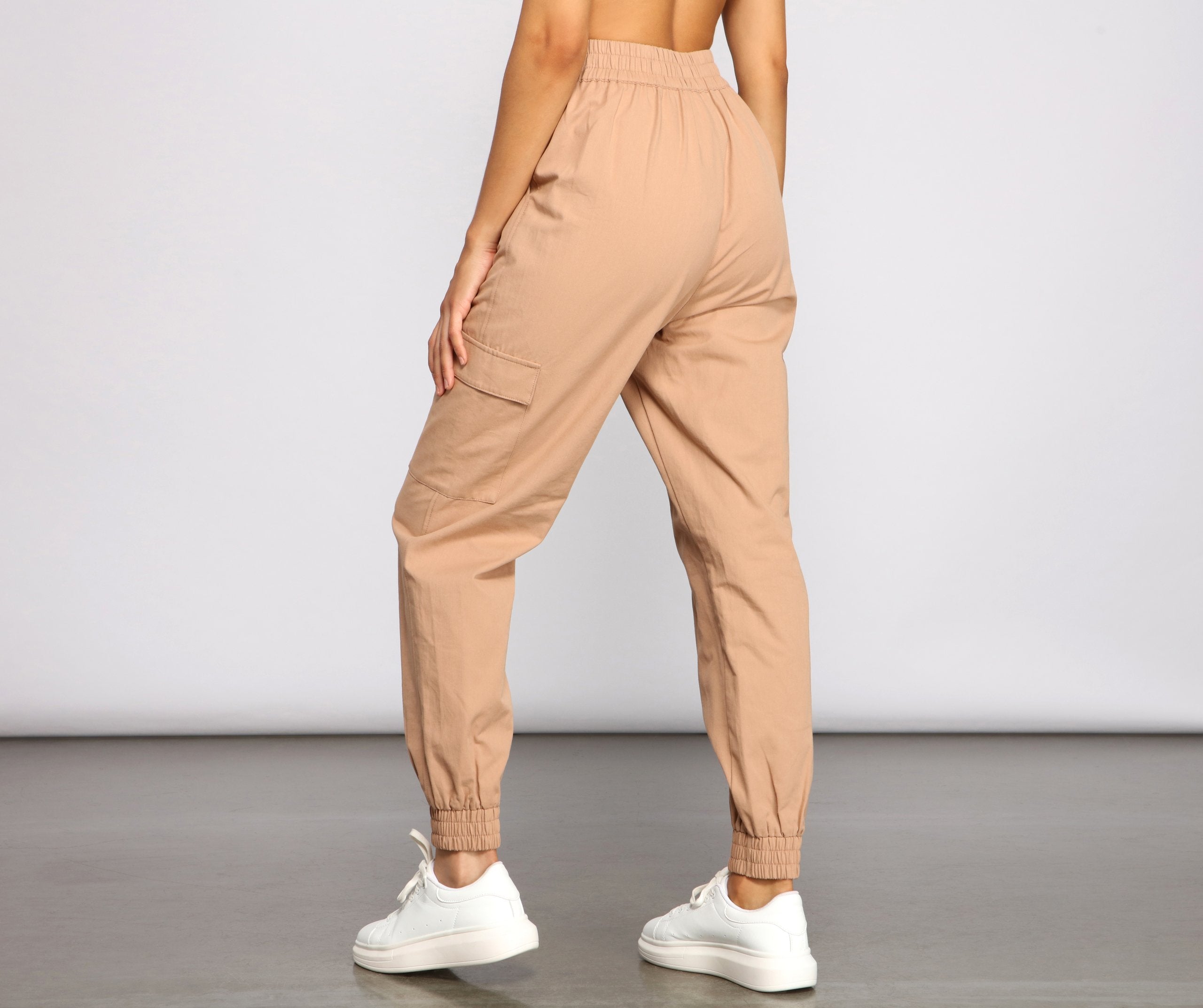 Basic And Chic Twill Cargo Joggers - Lady Occasions