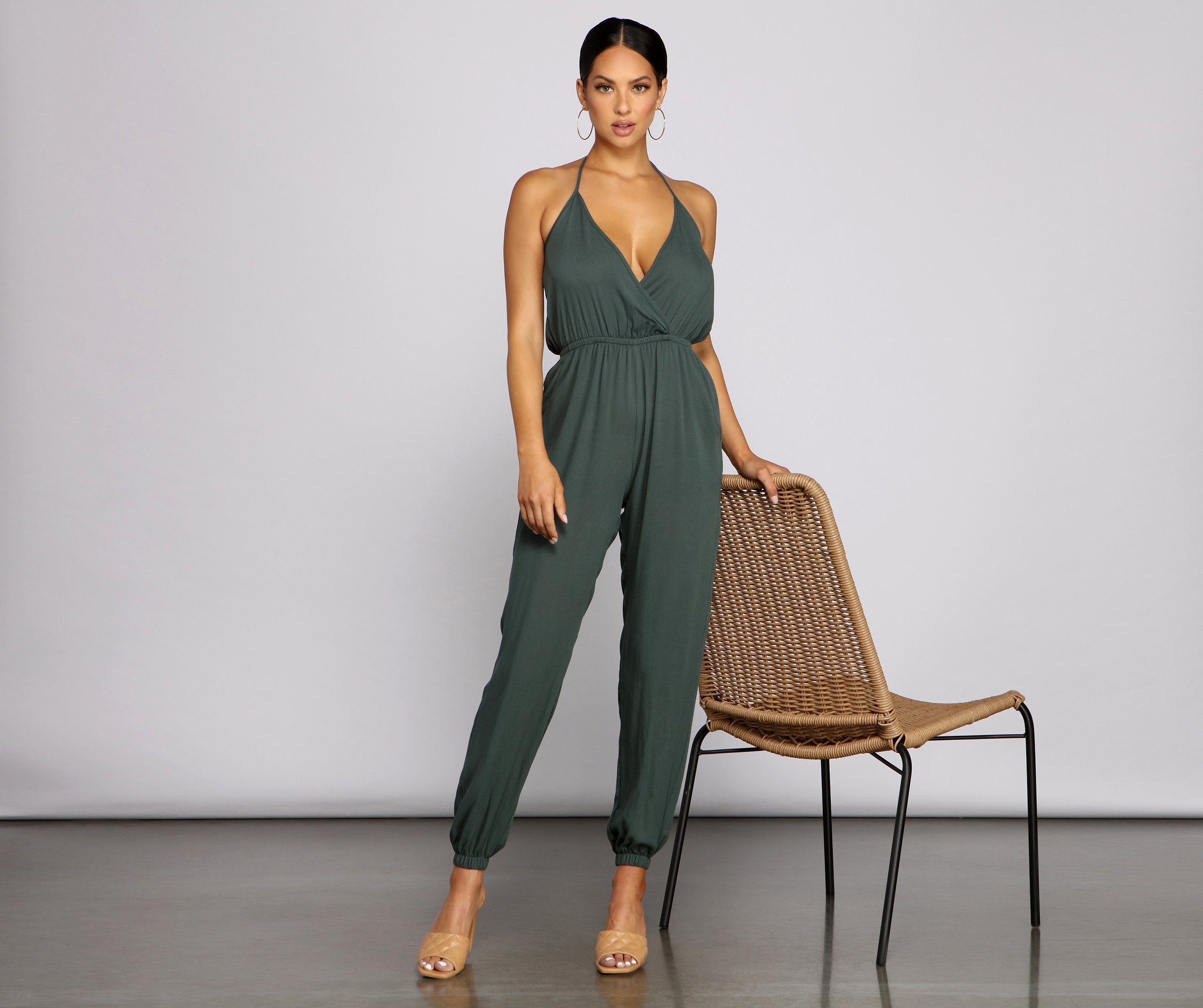 Essential Chic Surplice Gauze Jumpsuit - Lady Occasions