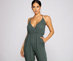 Essential Chic Surplice Gauze Jumpsuit - Lady Occasions