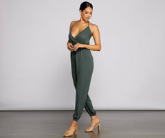 Essential Chic Surplice Gauze Jumpsuit - Lady Occasions