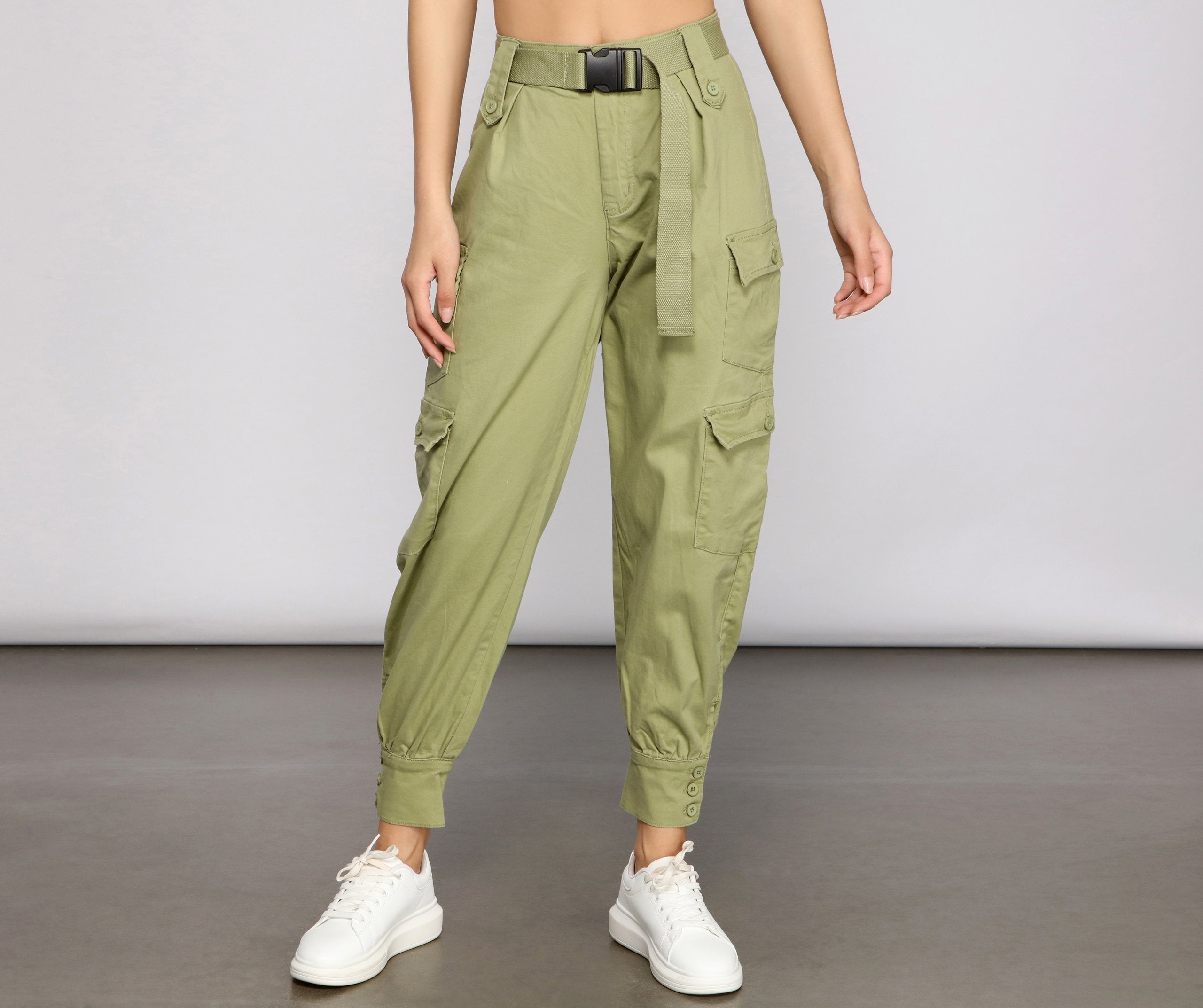 Boldly Belted Cargo Joggers - Lady Occasions