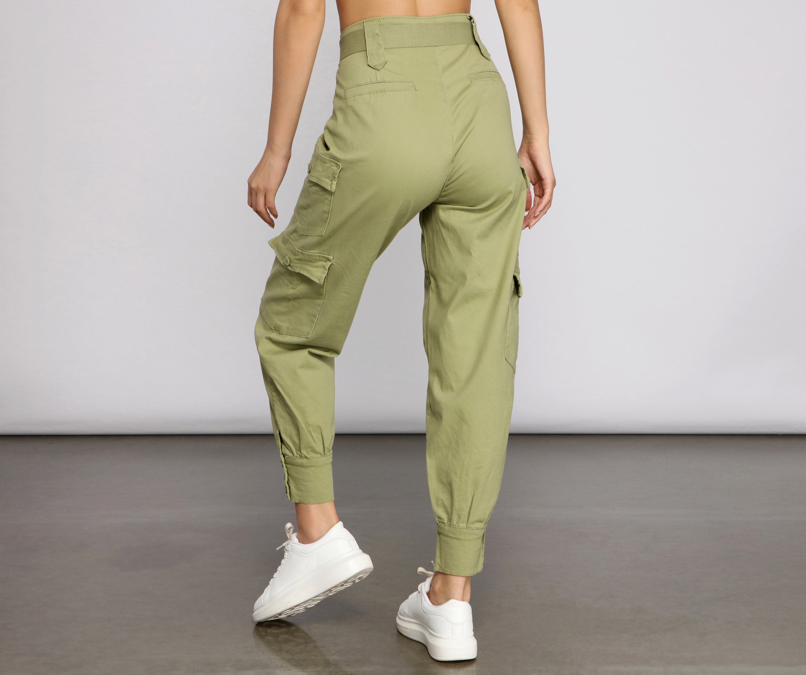 Boldly Belted Cargo Joggers - Lady Occasions