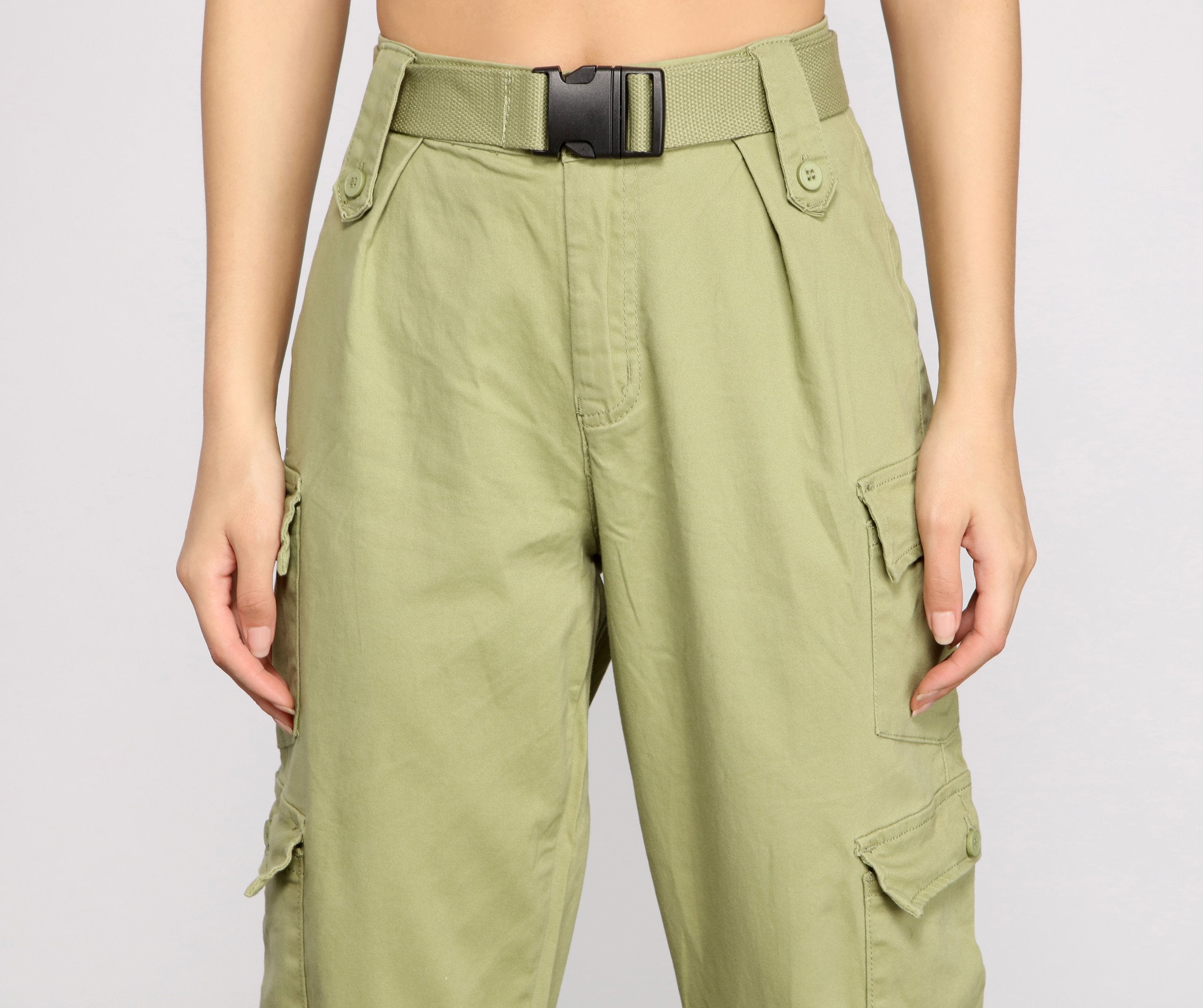 Boldly Belted Cargo Joggers - Lady Occasions