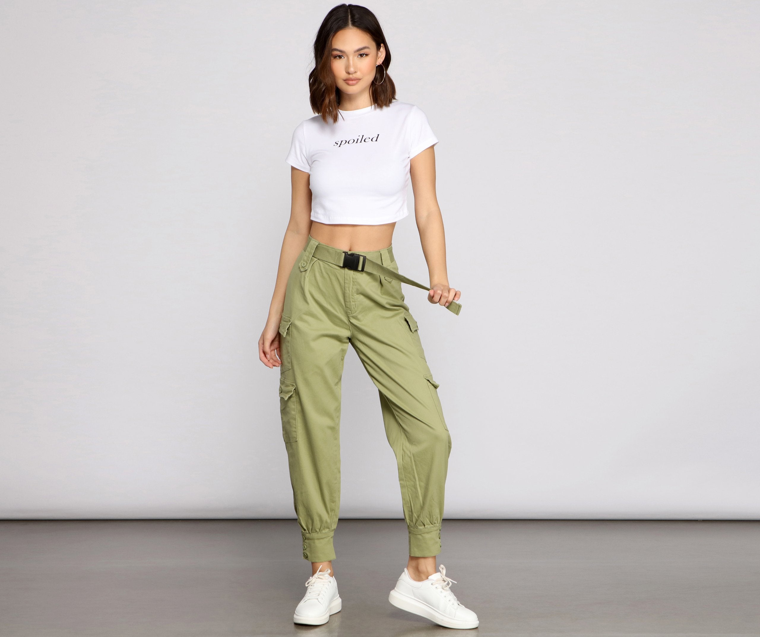 Boldly Belted Cargo Joggers - Lady Occasions