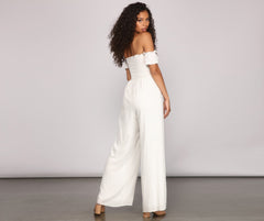 Vacay Bound Off The Shoulder Smocked Jumpsuit - Lady Occasions