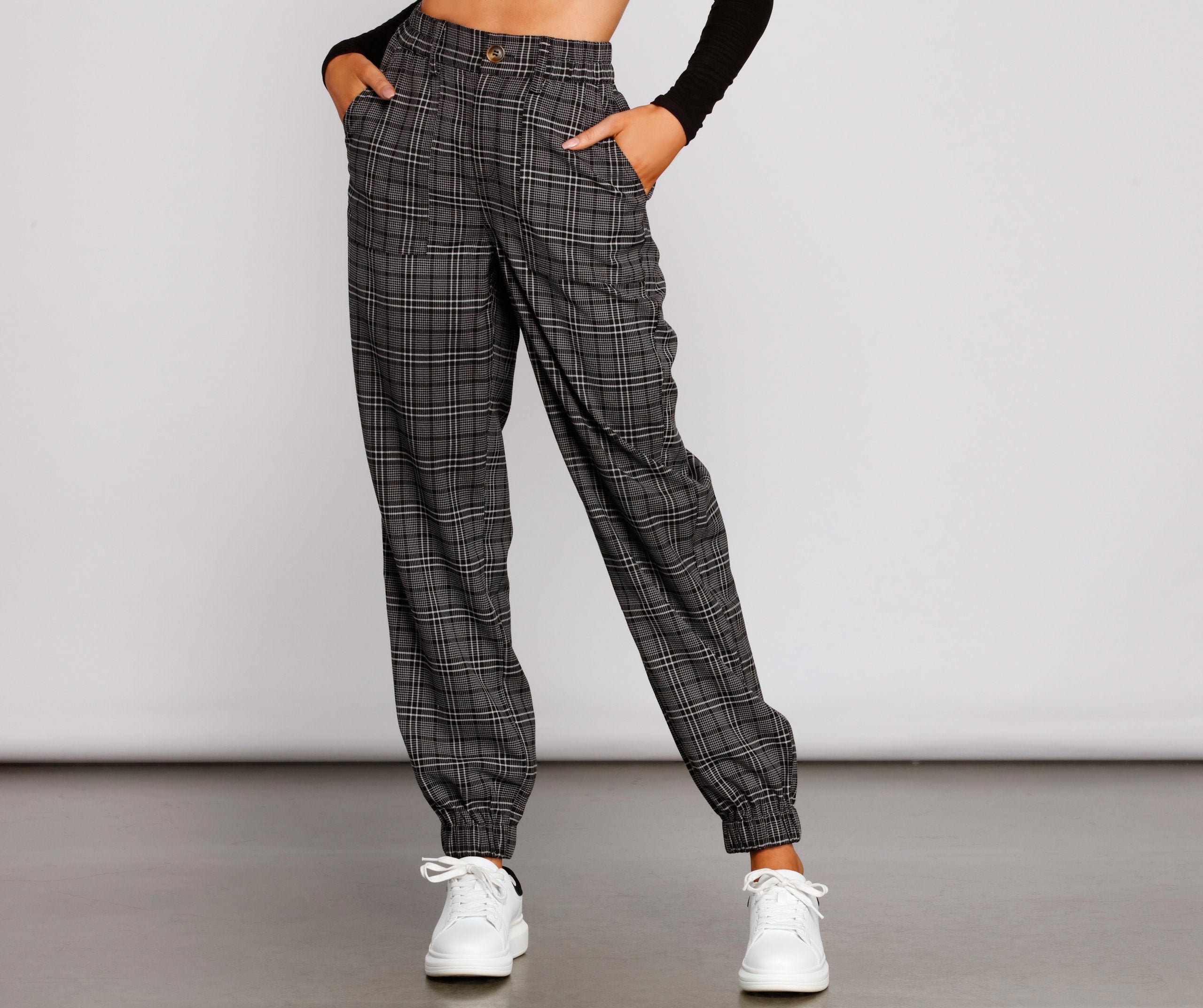 Keeping It Classy High Rise Plaid Jogger - Lady Occasions