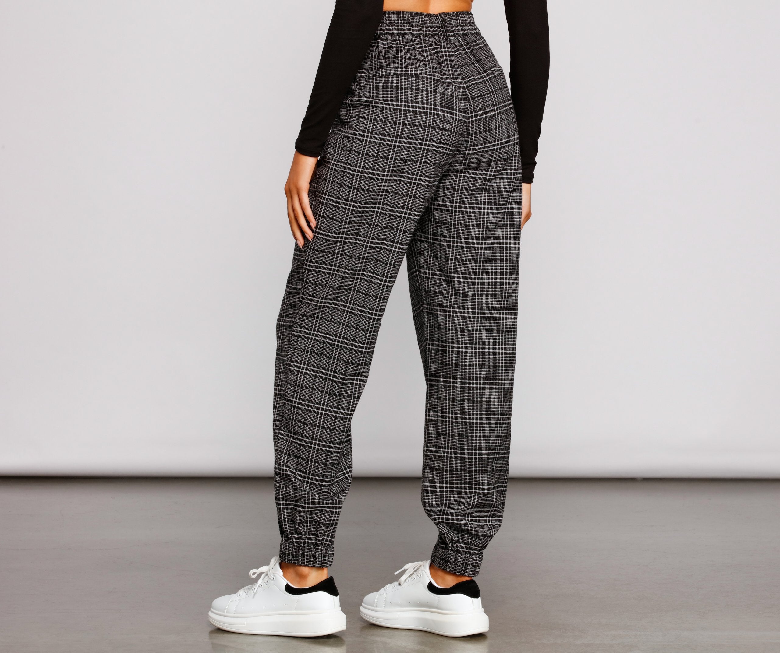 Keeping It Classy High Rise Plaid Jogger - Lady Occasions