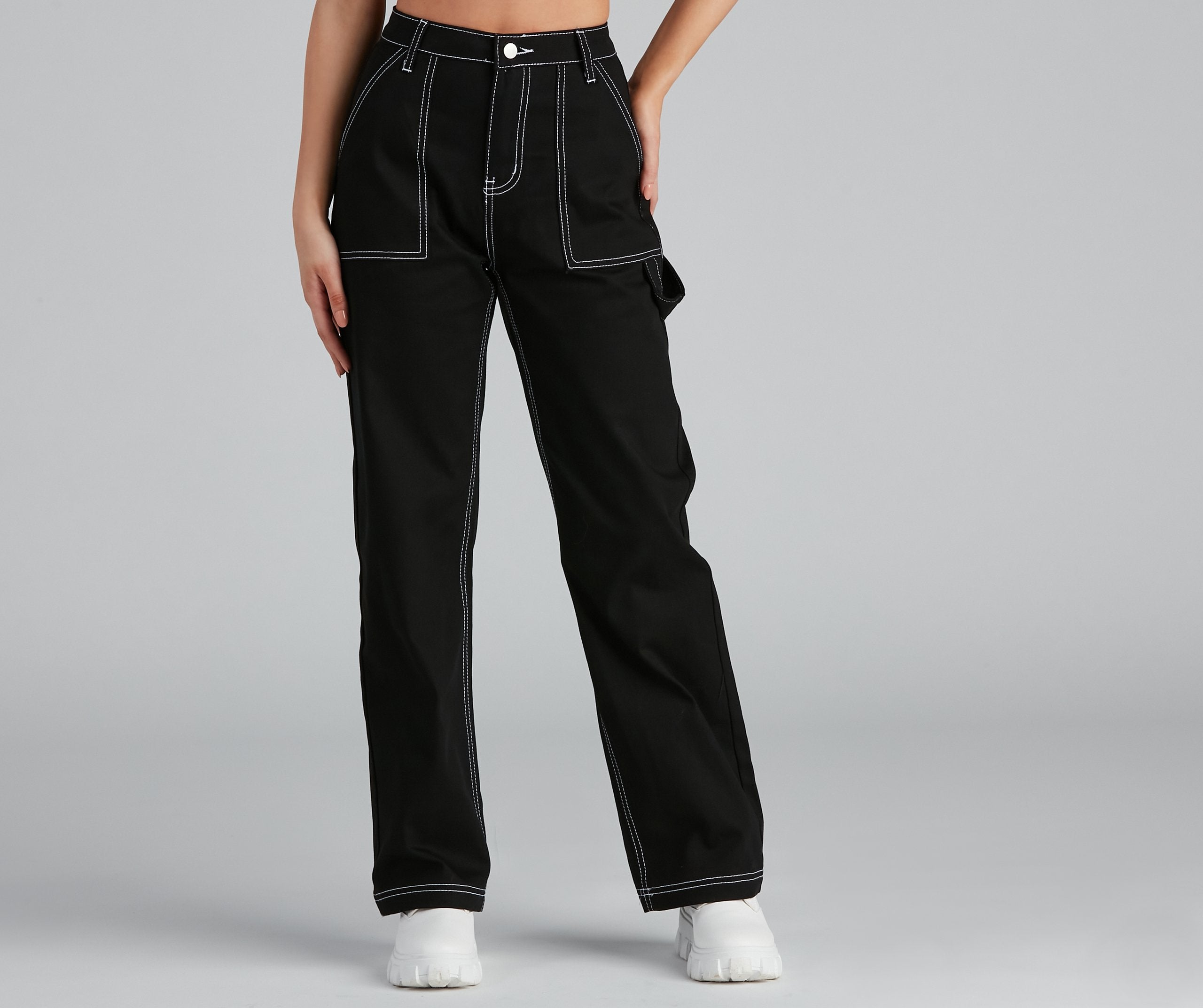 Off Duty Carpenter Wide-Leg Denim Pants - Lady Occasions