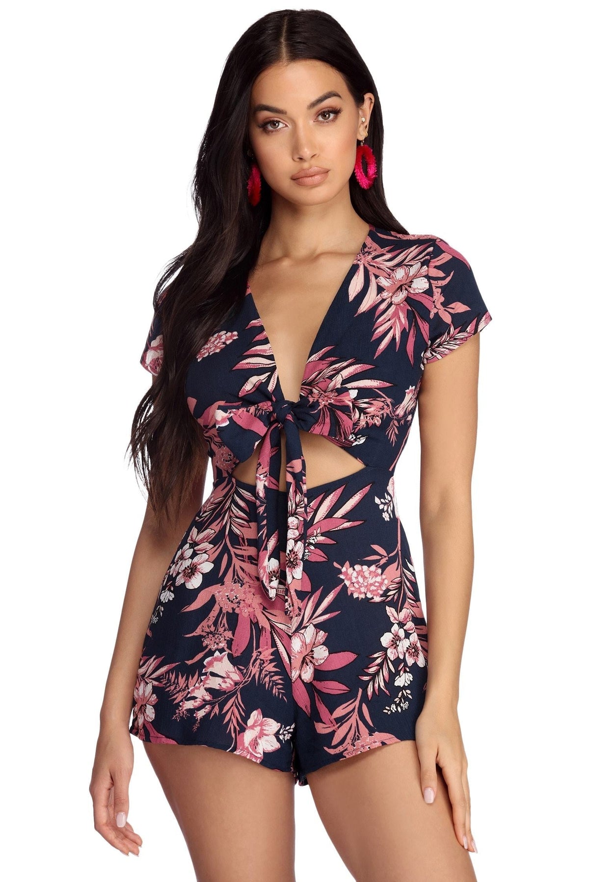 Summer Chic Tie Front Romper - Lady Occasions