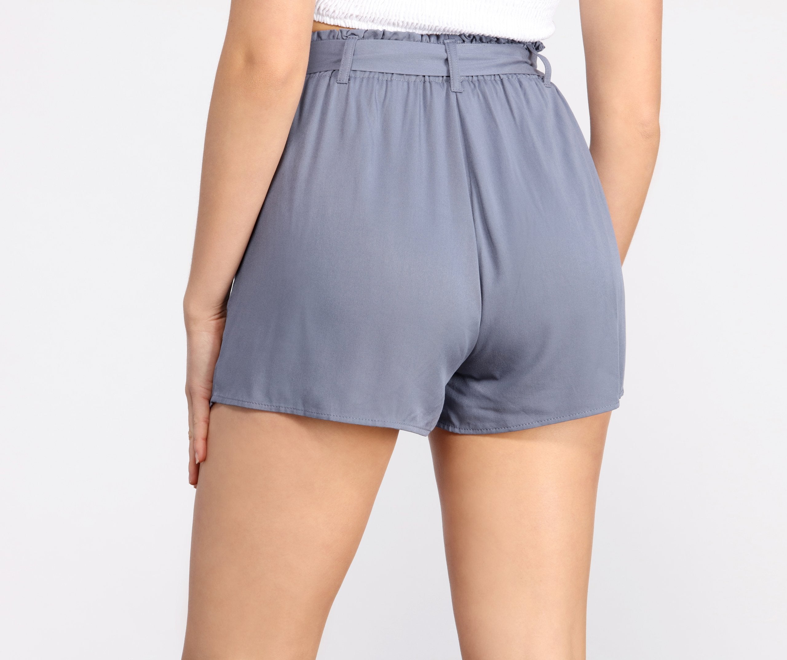 Preppy Paper Bag Tie Waist Shorts - Lady Occasions