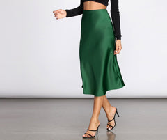 Minimalist Satin Midi Skirt - Lady Occasions