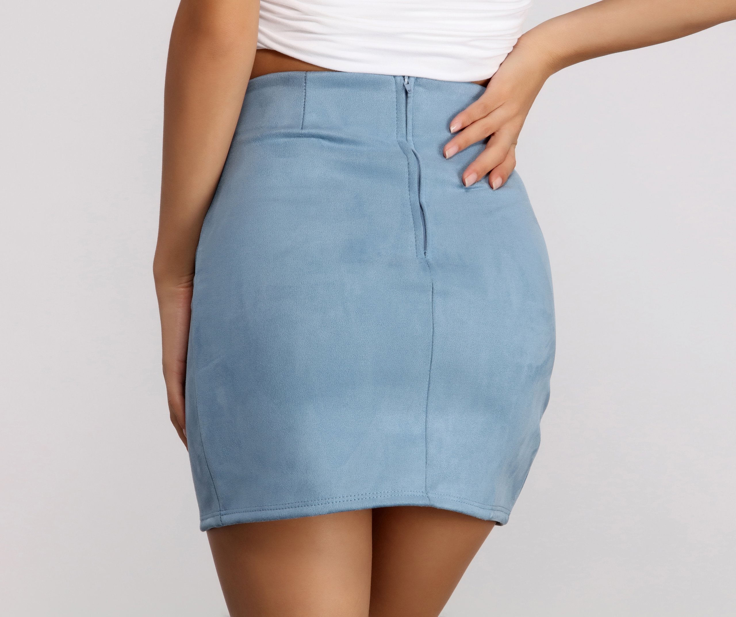 Wrapped In Suede Mini Skirt - Lady Occasions