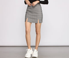 High Rise Glen Check Woven Mini Skirt - Lady Occasions